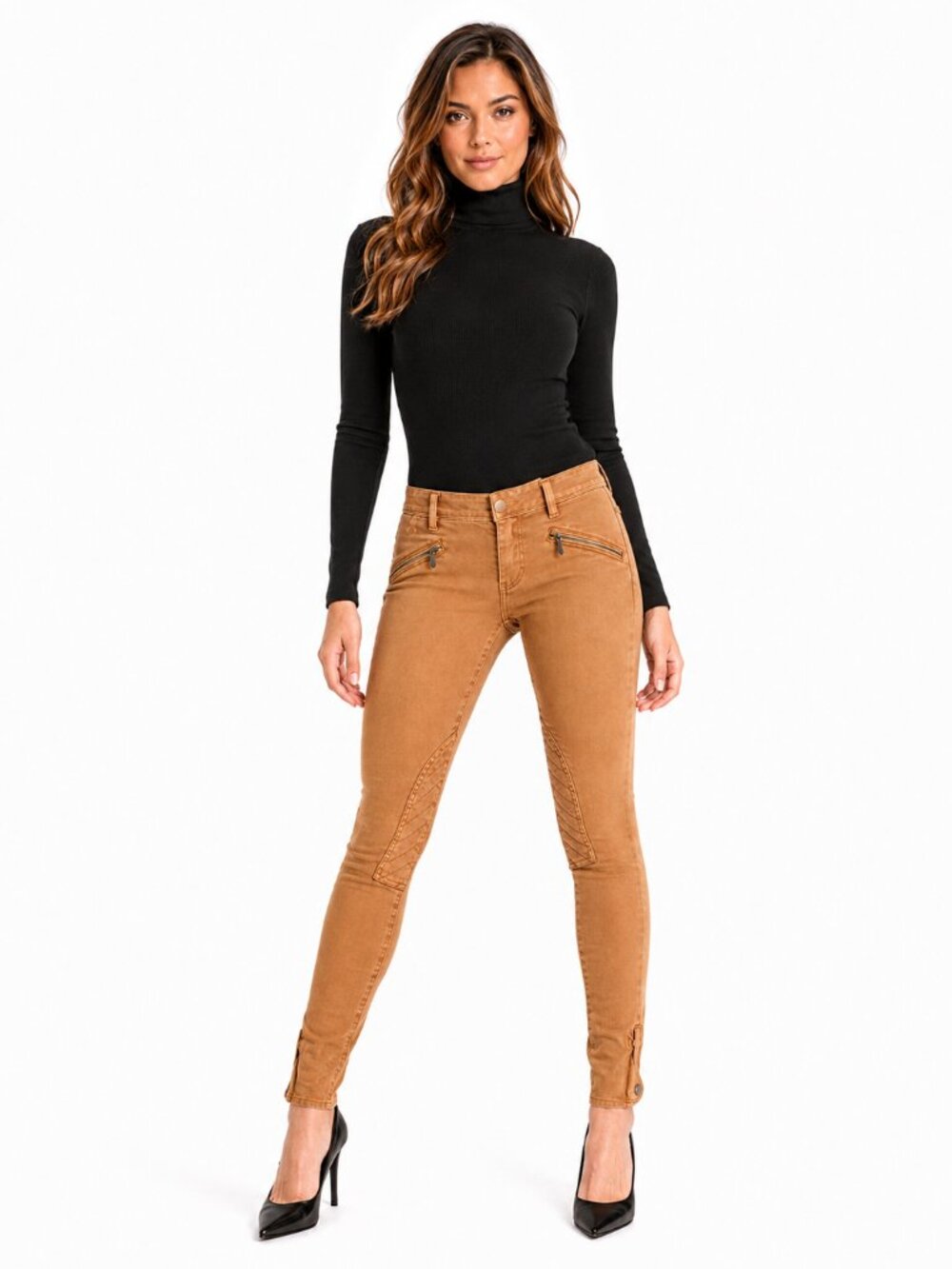 Ralph Lauren Sport Equestrian Riding Jeans 26 Knee Patch Snap Ankle Camel NWT
